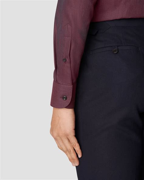 Burgundy Herringbone Wrinkle Free Flannel Shirt - Eton