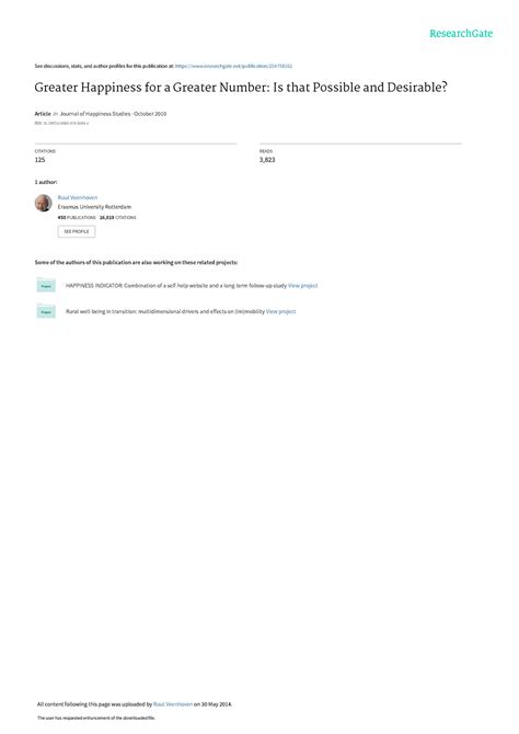 Greater Happiness for a Greater Number Is that Pos - See discussions ...