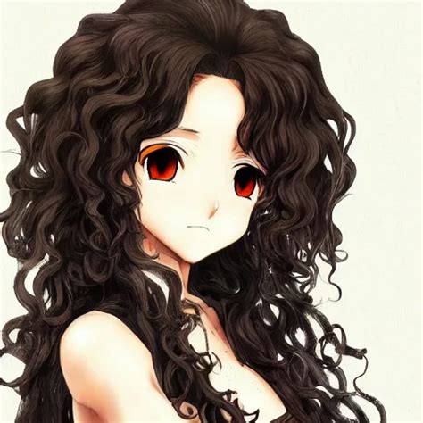 Anime portrait of brown girl with black curly hair, | Stable Diffusion