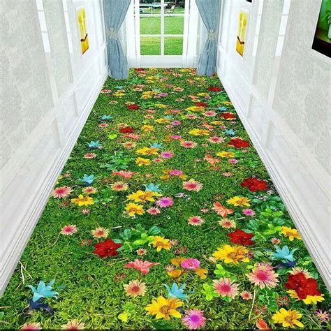 Large Carpet 3D Corridor Green Garden Path Long Carpet Living Room ...