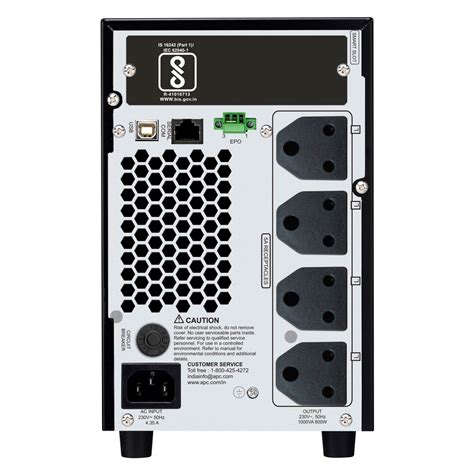 APC Smart-UPS RC 1000VA, 230V, 4x India 3-pin 6A outlets, harsh enviro ...
