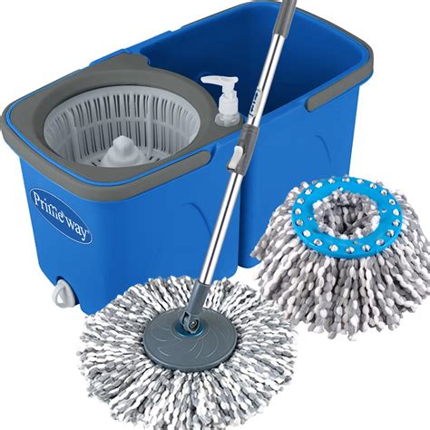 Primeway Pw980Mn Space Saver Square Twin Bucket Rotating Spin Mop with ...
