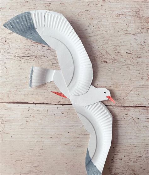 Paper plate seagull craft – Artofit