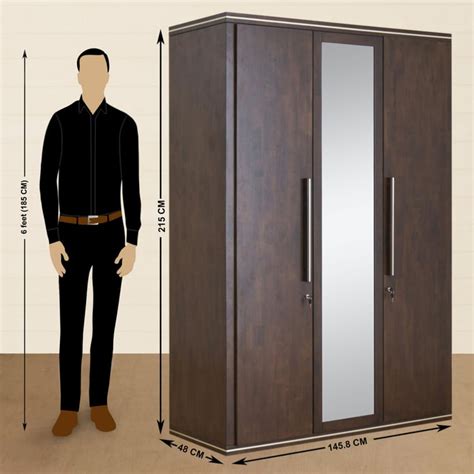Buy Valencia Three Door Hinged Wardrobe - 145X65 cms - Brown from Home ...