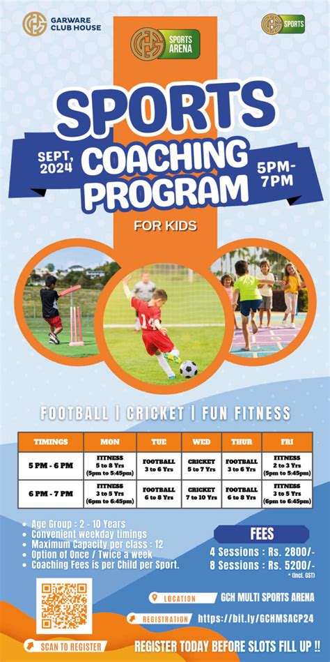 Sports Coaching Program for Kids | Sept, 2024,from 5-7PM - Garware Club ...