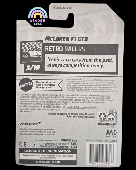 Hot Wheels McLaren F1 GTR - Silver (Imported) - Buy At Kinder Logs