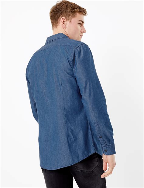 Buy Pure Cotton Denim Shirt at Marks & Spencer