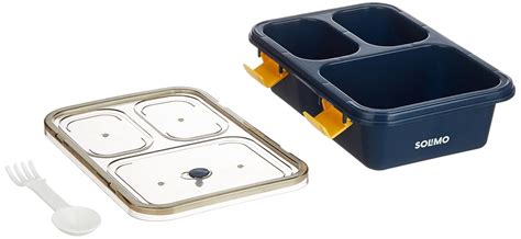 Buy Amazon Brand - Solimo Polypropylene Lunch Box for Kids with 3 ...