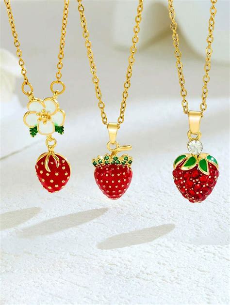 1pc Versatile Stainless Steel Rhinestone Crown & Flower Strawberry ...