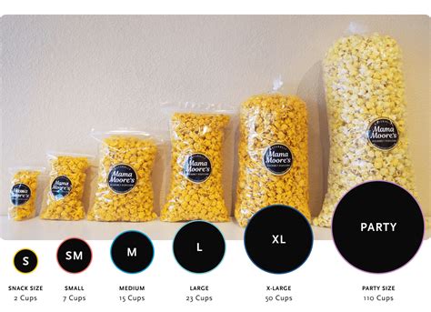 What are your popcorn sizes? - Mama Moore's Gourmet Popcorn