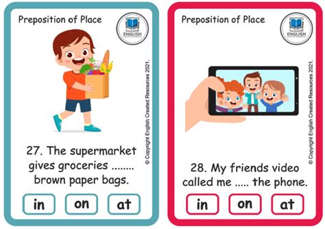 Grammar Activity: Prepositions of Place | Task Cards