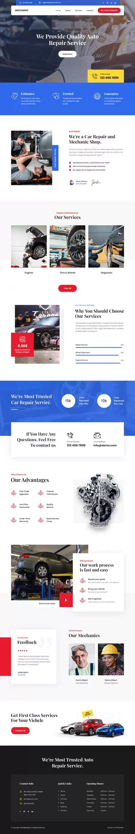 Auto Services WordPress theme for car bike garage repair