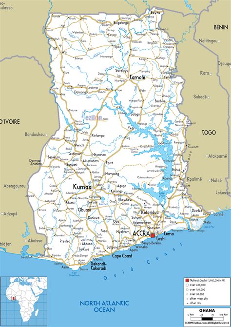 Road Map of Ghana - Ezilon Maps - map of africa ghana
