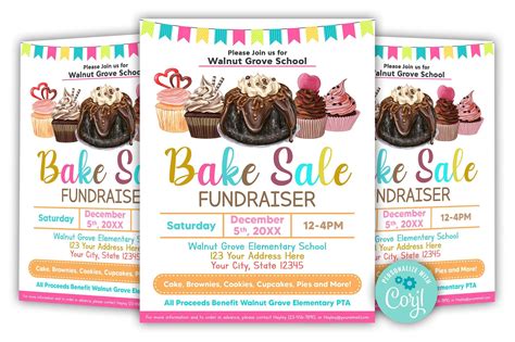 EDITABLE Bake Sale Flyer, Printable , PTO PTA Flyers, School Family ...