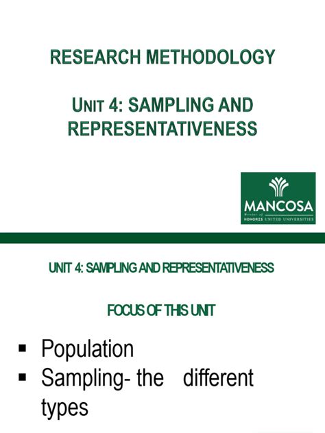 UNIT 4- SAMPLING AND REPRESENTATIVENESS 1 | PDF | Sampling (Statistics ...