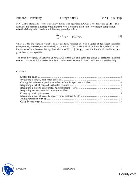 Using Ode45 MATLAB 的图像结果