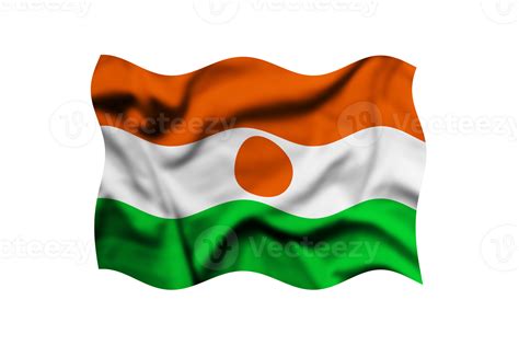 Waving the flag of NIGER on a transparent background. 3d rendering. Clipping Path Included ...