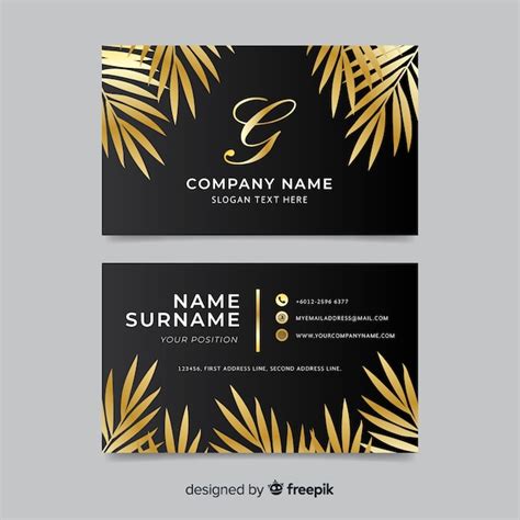 Gouden bladeren visitekaartje | Gratis Vector