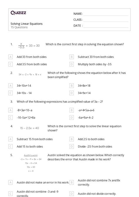 Solving Linear Equations Grade 8 Math 的图像结果
