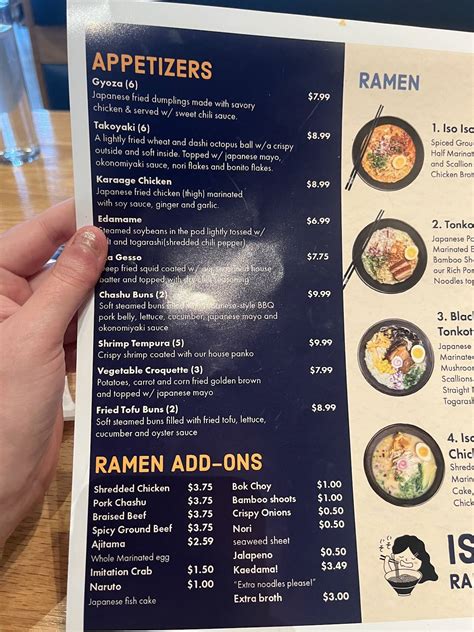 Menu at Iso Iso Ramen & Bar, Raleigh