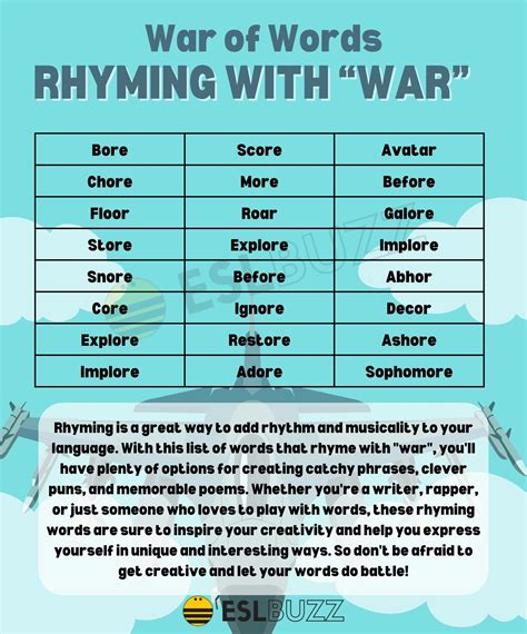 Words that Rhyme with War: A War of Words - ESLBUZZ