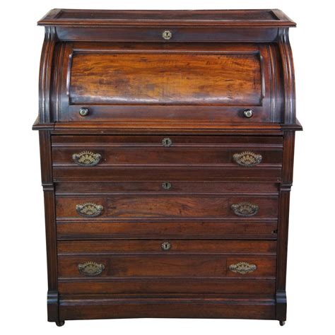 Antique Black Painted Secretary Rolltop Desk, Denmark circa 1840 at 1stDibs