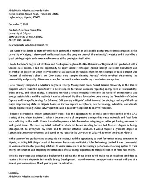 Image result for Statement of Intent Writing Example