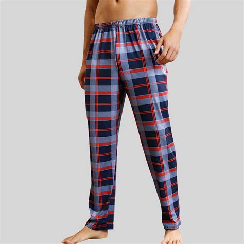 Aueoeo Mens Tall Pajama Pants Plaid Pants Sleepwear Bottoms Sleep Pants ...