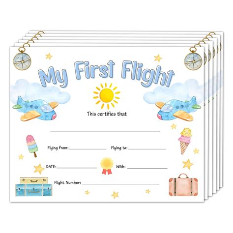 First Flight Certificate, Brave Flying Keepsake Award Gifts for Kids ...