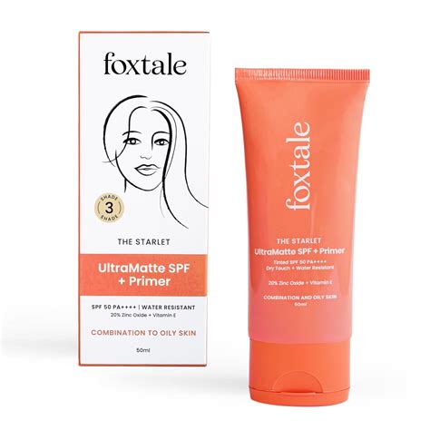 Foxtale Ultra Matte SPF 50 PA++++ & Primer | Shade 3 | Tinted Mineral ...