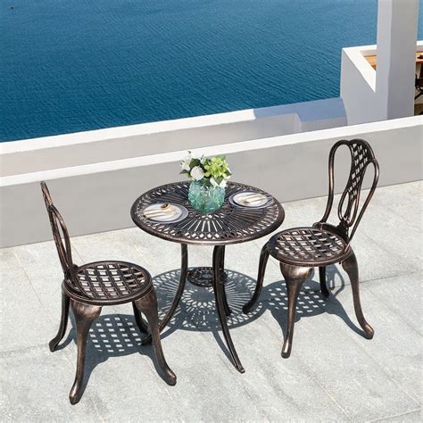 Buy COBANA 3 Piece Outdoor Bistro Set, All Weather Cast Aluminum Patio ...