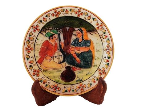 Buy Aaradhya Shop Marble Rajputana Showpiece Plate with Stand On Round ...