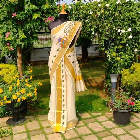 Hand-Painted Kerala Set Mundu – kriti-by-preethi