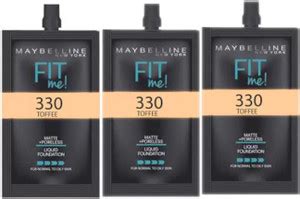 MAYBELLINE NEW YORK Fit me foundation 330 Toffee pack of 3 pouch (5ml ...