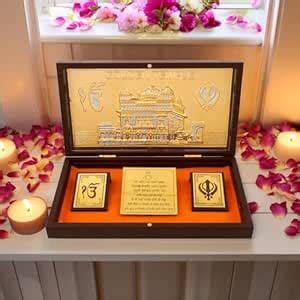 Golden Temple Model Khanda Ekonkar 24K Gold Plated Photo Frame Portable ...