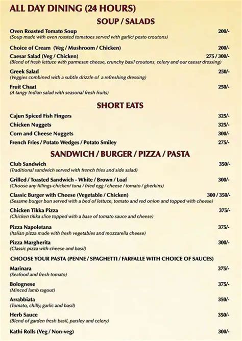 Menu at Symphony - Ramada, Chennai, 2A