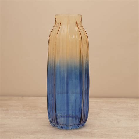 Shop Blue And Gold Ombre Ribbed Glass Vase - at Best Price Online in India