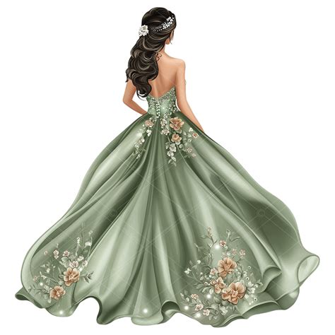Quinceañera Clipart | Sage Green Quinceañera Clipart | Quinceañera ...