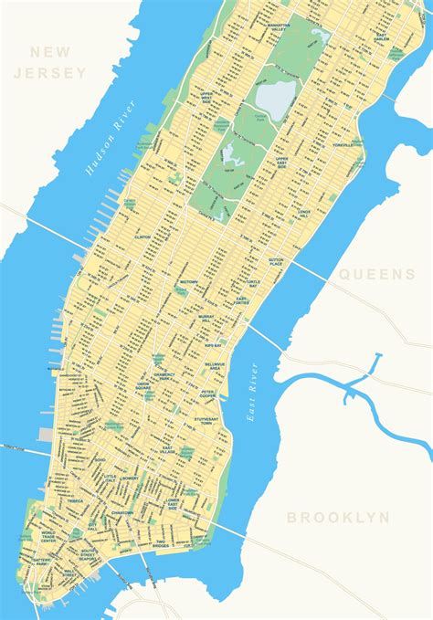 Manhattan Map - Roads and Parks - GIS Geography