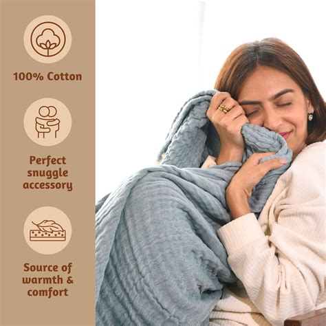 50 X 60" Gauze Throws 100% Cotton 4-Layer - Teal Blue & Gray ...