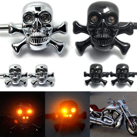 Universal Skull Led Turn Signals Blinker Indicator Lights Motorcycle ...
