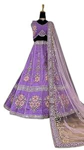 VK Heavy slub Silk Lehnga with Thread, dori, Paper & Rainbow Sequins ...