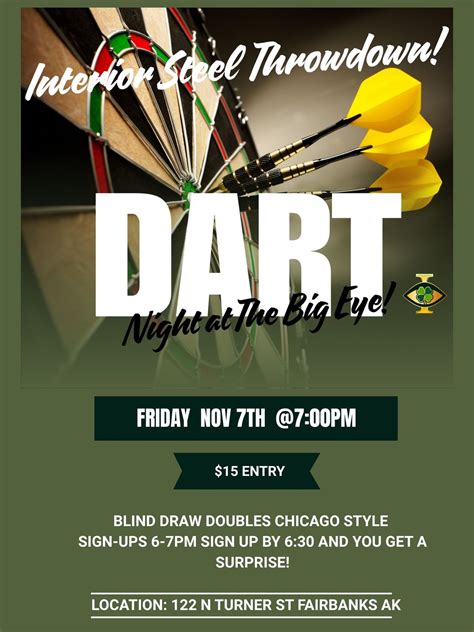 ? Blind Draw Doubles Chicago Style Dart Tournament @The Big Eye, 122 N ...