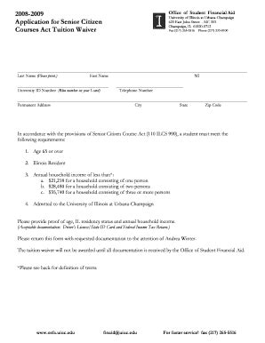 Fillable Online osfa illinois senior citizen courses tuition waiver uic ...