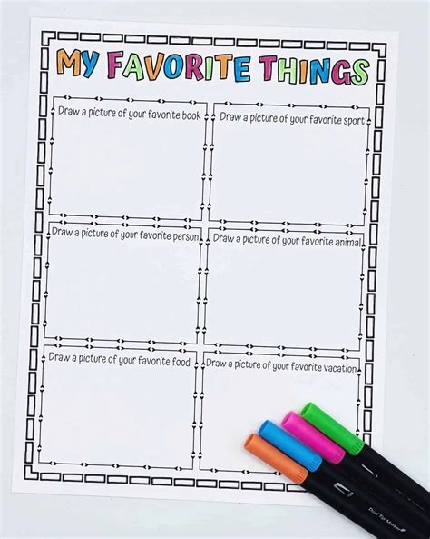 Free My Favorite Things Worksheet