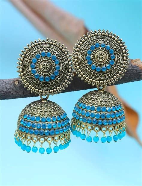 Red, Asymmetric Jhumka Earrings for Women & Girls | Gold Plated