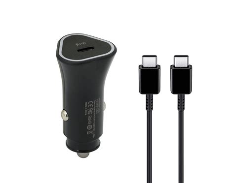 Auto punjac 25W Type-C ulaz sa Type-C na Type-C kablom crni (MS)