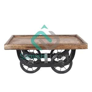SAMISHI GROUP Wooden Serving Trolley Platter for Snacks Dining Table ...
