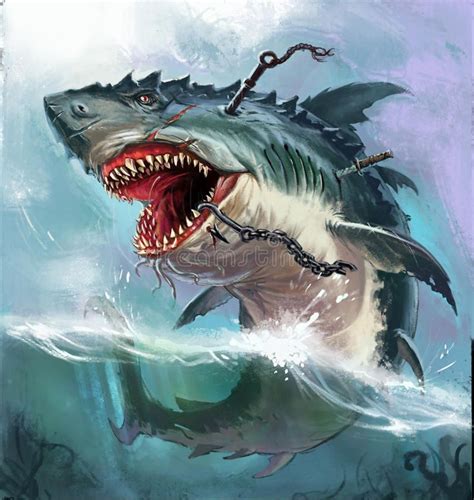 shark drawing scary