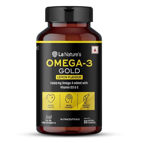 La Nature's Omega 3 Fish Oil Gold- 60 Softgel for Men and Women| Omega ...